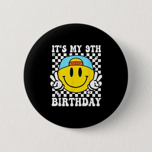 It's My 9th Birthday 9 Years Old Boys Bruh I'm 9 N 6 Cm Round Badge