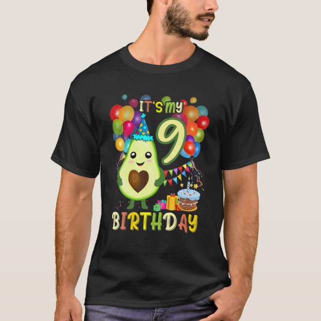 Its My 9Th Birthday Avocado Birthday Party Cute Av T-Shirt (Front)
