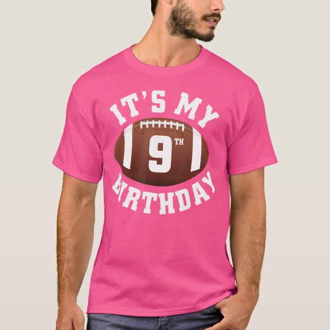 It'S My 9Th Birthday Boy 9 Year Old Football Playe T-Shirt (Front)