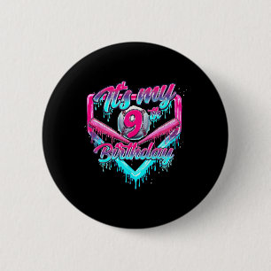 It's My 9th Birthday Boy Bysebyll Drip 9 Year Old 6 Cm Round Badge