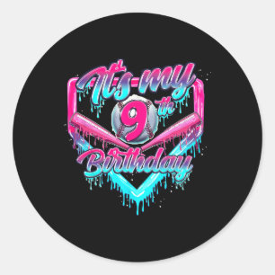 It's My 9th Birthday Boy Bysebyll Drip 9 Year Old Classic Round Sticker