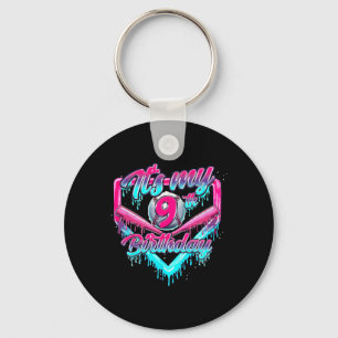 It's My 9th Birthday Boy Bysebyll Drip 9 Year Old Key Ring