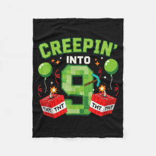 Its My 9th Birthday Boy Gamer Creepin’ Into 9 Game Fleece Blanket