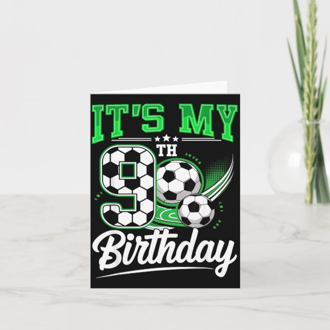 It's My 9th Birthday Boy Soccer Ball 9 Year Old Nu Card (Front)