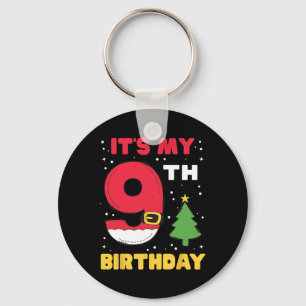 It's My 9th Birthday Christmas 9 Years Old Santa B Key Ring