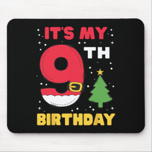It's My 9th Birthday Christmas 9 Years Old Santa B Mouse Mat