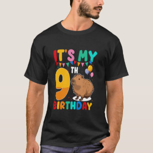 It's My 9th Birthday Cute Capybara Theme 9 Year Ol T-Shirt