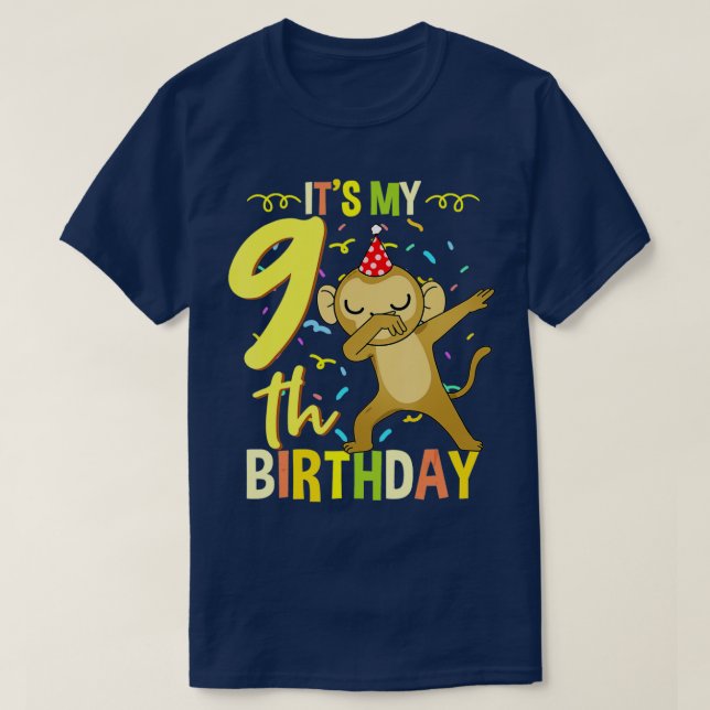 Its My 9th Birthday Dabbing Monkey  - 1  T-Shirt (Design Front)