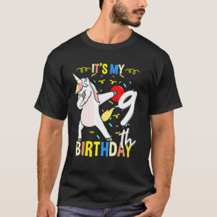 Its My 9th Birthday Dabbing Unicorn Bowling T-Shirt