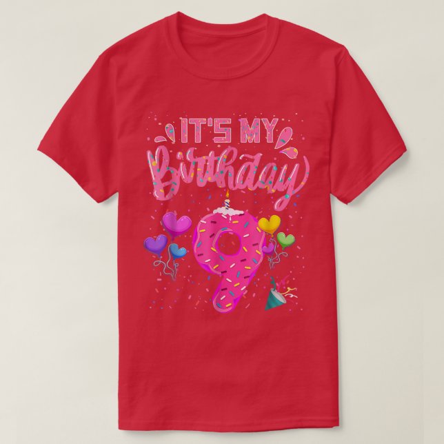 It's My 9th Birthday Doughnut Happy 9 Years Old Gi T-Shirt (Design Front)