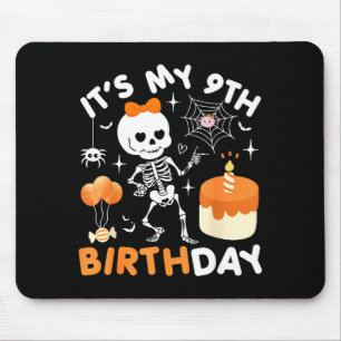 Its My 9th Birthday Funny Halloween Skeleton 9 Bir Mouse Mat