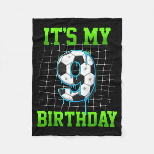 Its My 9th Birthday Funny Soccer Birthday Boy 9 Ye Fleece Blanket