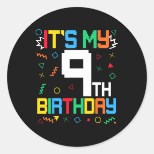 It's My 9th Birthday Gamer Kids Video Game Birthda Classic Round Sticker