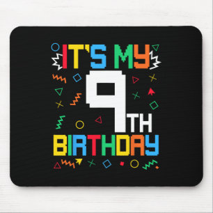 It's My 9th Birthday Gamer Kids Video Game Birthda Mouse Mat