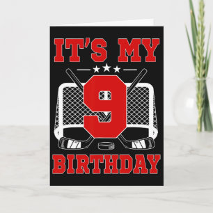 It's My 9th Birthday Girl Ice Hockey Theme 9 Year Card