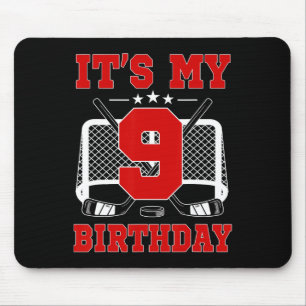 It's My 9th Birthday Girl Ice Hockey Theme 9 Year Mouse Mat