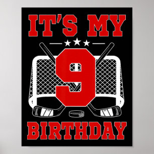 It's My 9th Birthday Girl Ice Hockey Theme 9 Year Poster