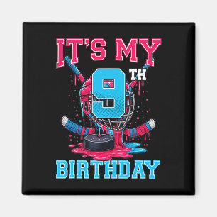 It's My 9th Birthday Hockey 9 Year Old Ice Cream D Magnet