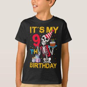 It's My 9th Birthday Party Halloween Skeleton Birt T-Shirt