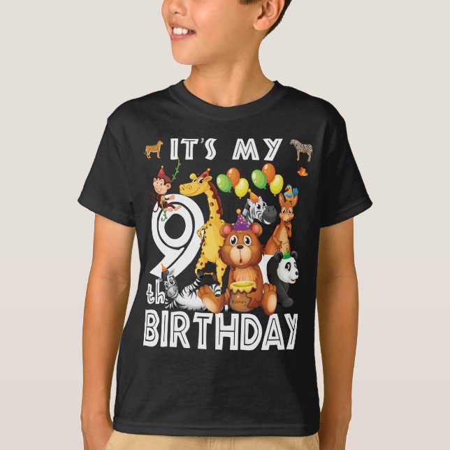 Its My 9th Birthday Safari Jungle Animals Lovers T-Shirt (Front)