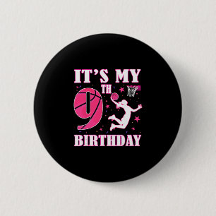 It's My 9th Birthday Sketll Theme 9 Year Old Party 6 Cm Round Badge