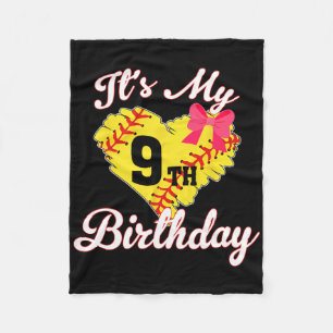 It's My 9th Birthday Softll Girl 9 Years Old Fleece Blanket