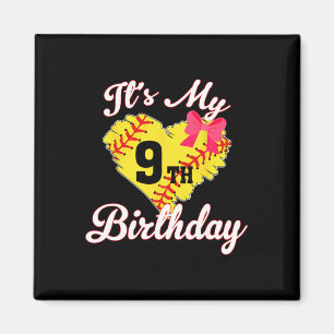 It's My 9th Birthday Softll Girl 9 Years Old Magnet