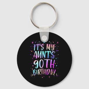 Its My Aunts 90th Birthday Colorful Happy 90 Years Key Ring