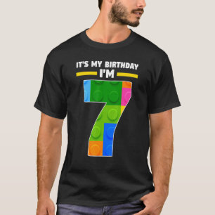 It's My Birtday I'm 7 7th Year Birthday Brick T-Shirt