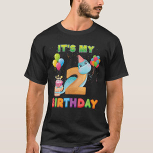 It's My Birthday 2 Years Old Dinosaur 2Nd Birthday T-Shirt