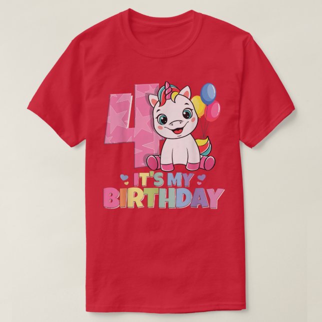 It's my birthday 4th birthday girl 4 years 2018 un T-Shirt (Design Front)