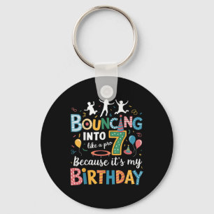 Its My Birthday 7th 7 Years Trampolining Jumping T Key Ring