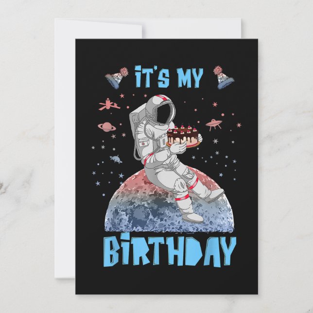 It's My Birthday Astronaut Youth Kids Outer Space  Invitation (Front)