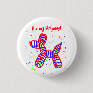 "It's My Birthday" Balloon Dog Party Button