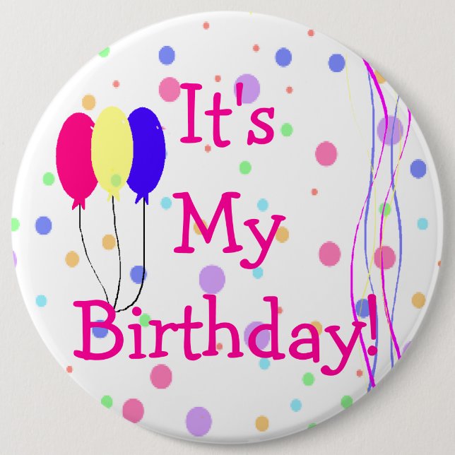 It's My Birthday Balloons 6 Cm Round Badge (Front)