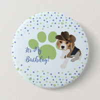 It's My Birthday Beagle Puppy Kids Cute Button