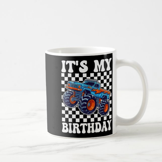 It's My Birthday Boy Monster Truck Bday Party Kids Coffee Mug (Right)