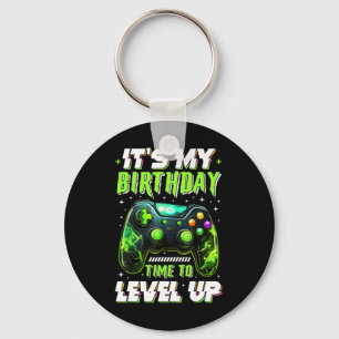 It's My Birthday Boy Time To Level Up Video Game B Key Ring