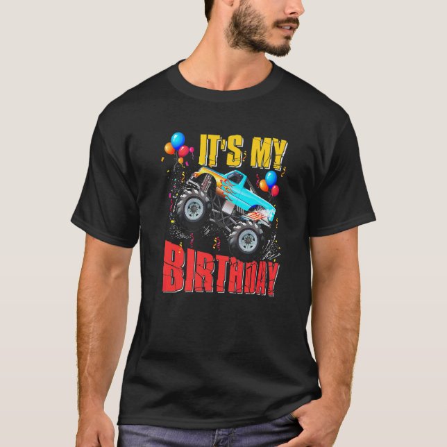 Its My Birthday  Boys Monster Truck Car Matching F T-Shirt (Front)