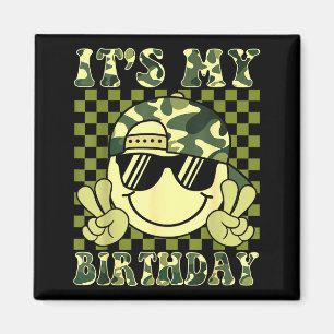 Its My Birthday Camo Smile Face Birthday Boys Todd Magnet