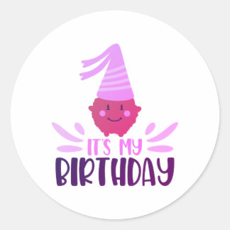 its my birthday classic round sticker