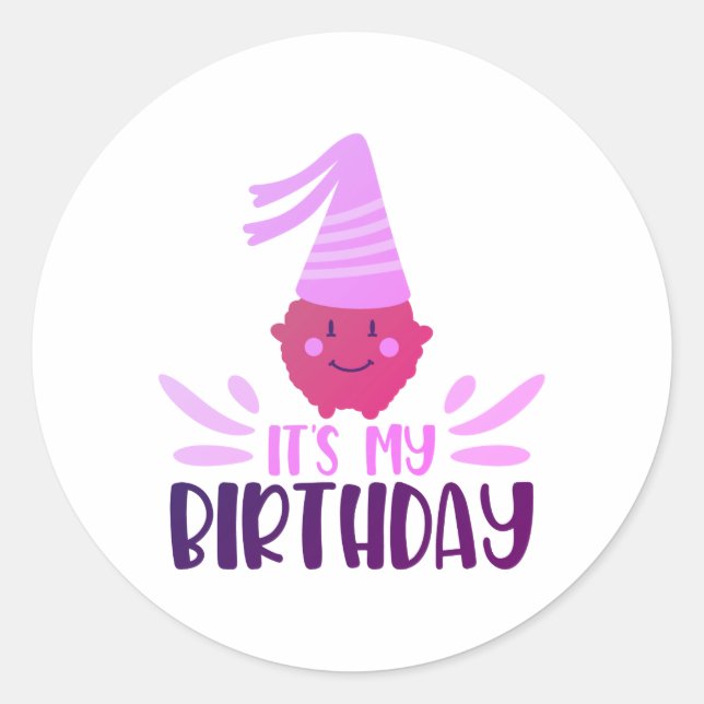 its my birthday classic round sticker (Front)