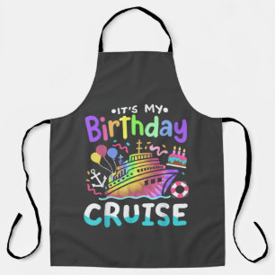It's My Birthday Cruise Tie Dye Vacation Trip Apron