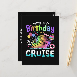 It's My Birthday Cruise Tie Dye Vacation Trip  Postcard