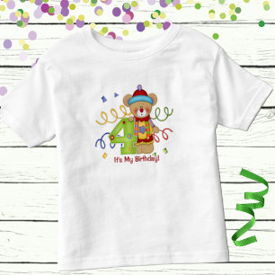 It's My Birthday Cute Bear Age 4 Toddler T-Shirt