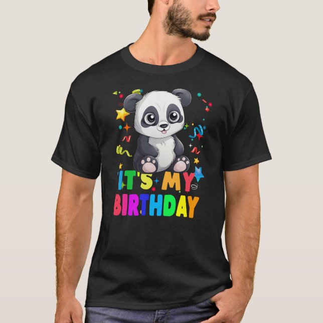 Its My Birthday Cute Panda Birthday Party Panda T-Shirt (Front)