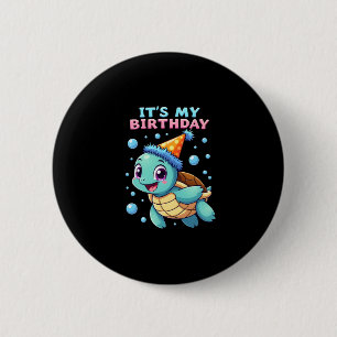 It's My Birthday Cute Sea Turtle Ocean Birthday Pa 6 Cm Round Badge