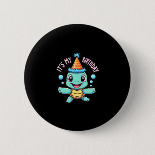 It's My Birthday Cute Sea Turtle Ocean Birthday Pa 6 Cm Round Badge