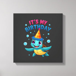 It's My Birthday Cute Sea Turtle Ocean Birthday Pa Canvas Print
