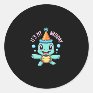 It's My Birthday Cute Sea Turtle Ocean Birthday Pa Classic Round Sticker